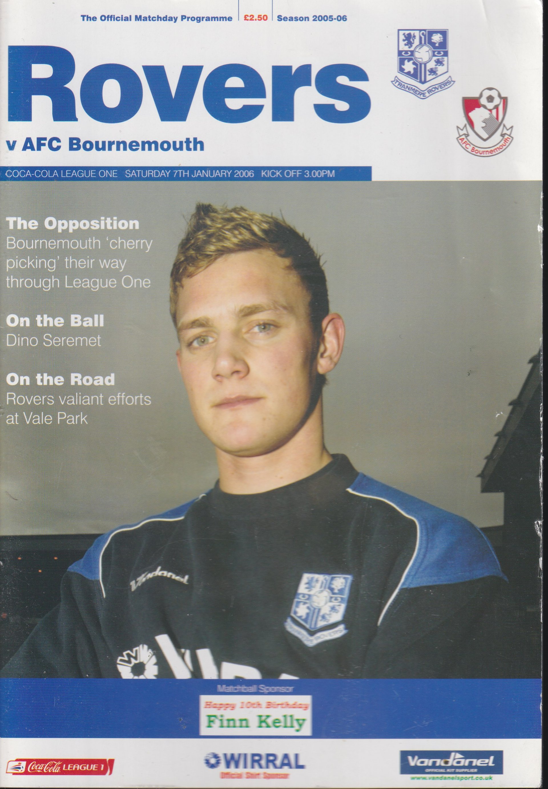 Tranmere Rovers v AFC Bournemouth match programme